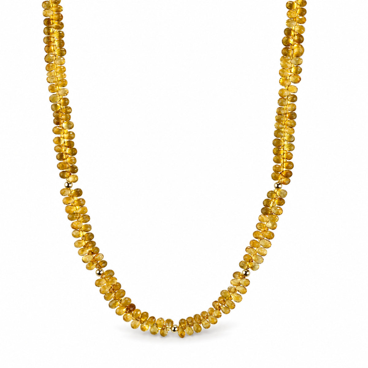 14k Citrine Drop Gold Ball Cluster Necklace
