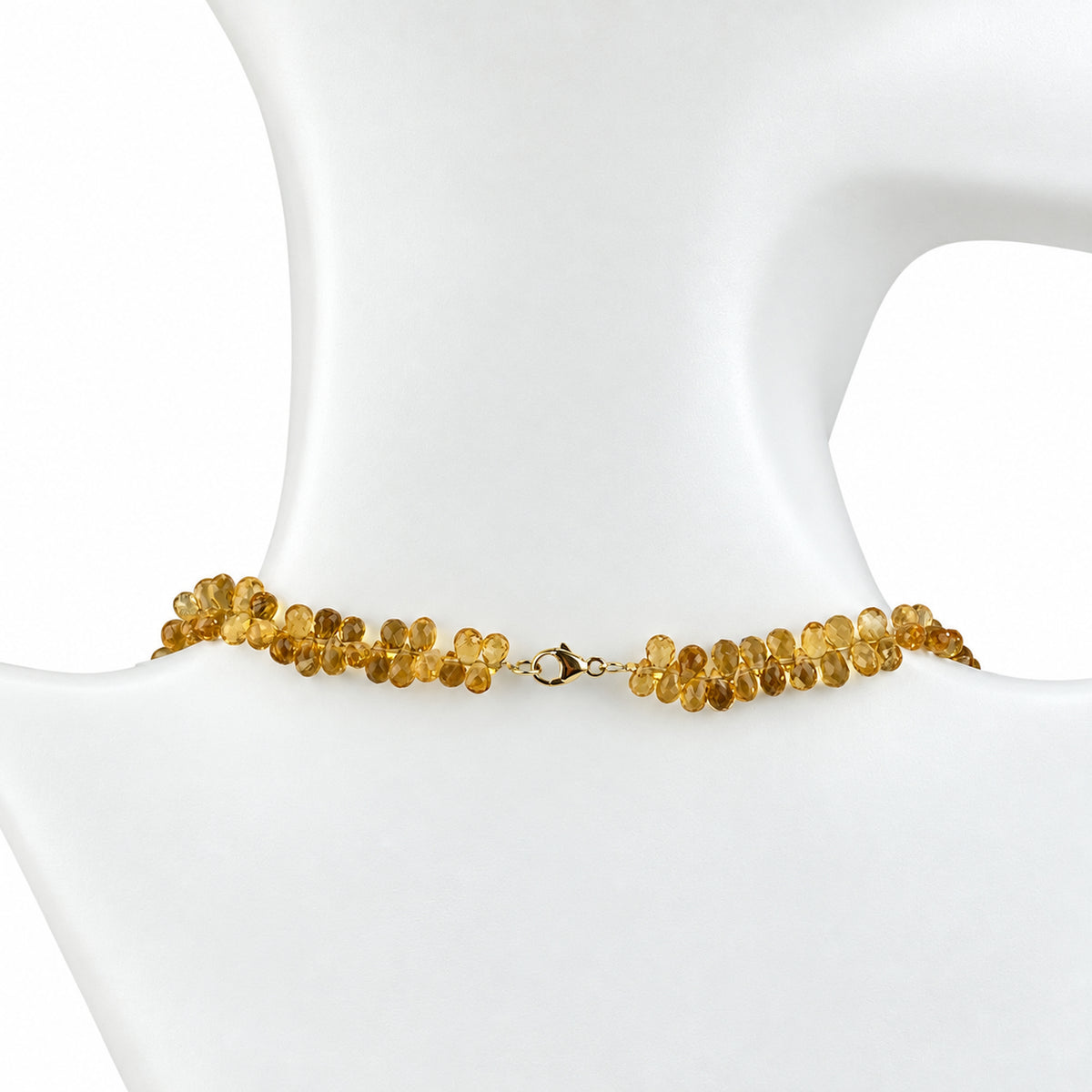 14k Citrine Drop Gold Ball Cluster Necklace