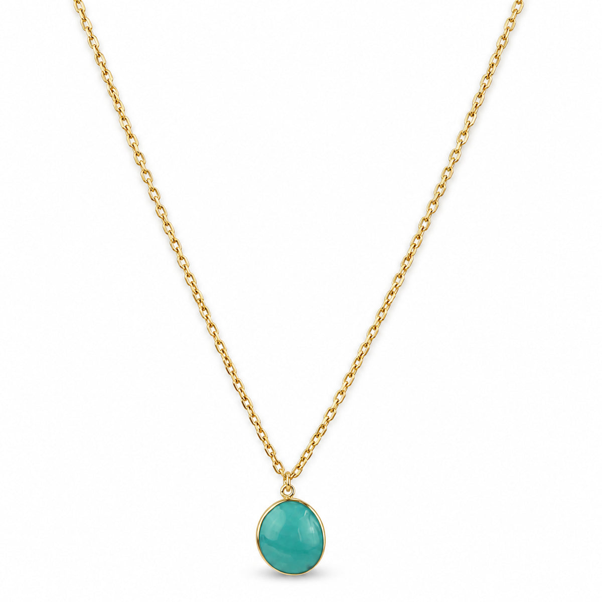 14k Stabilized Turquoise Freeform Pendant Necklace
