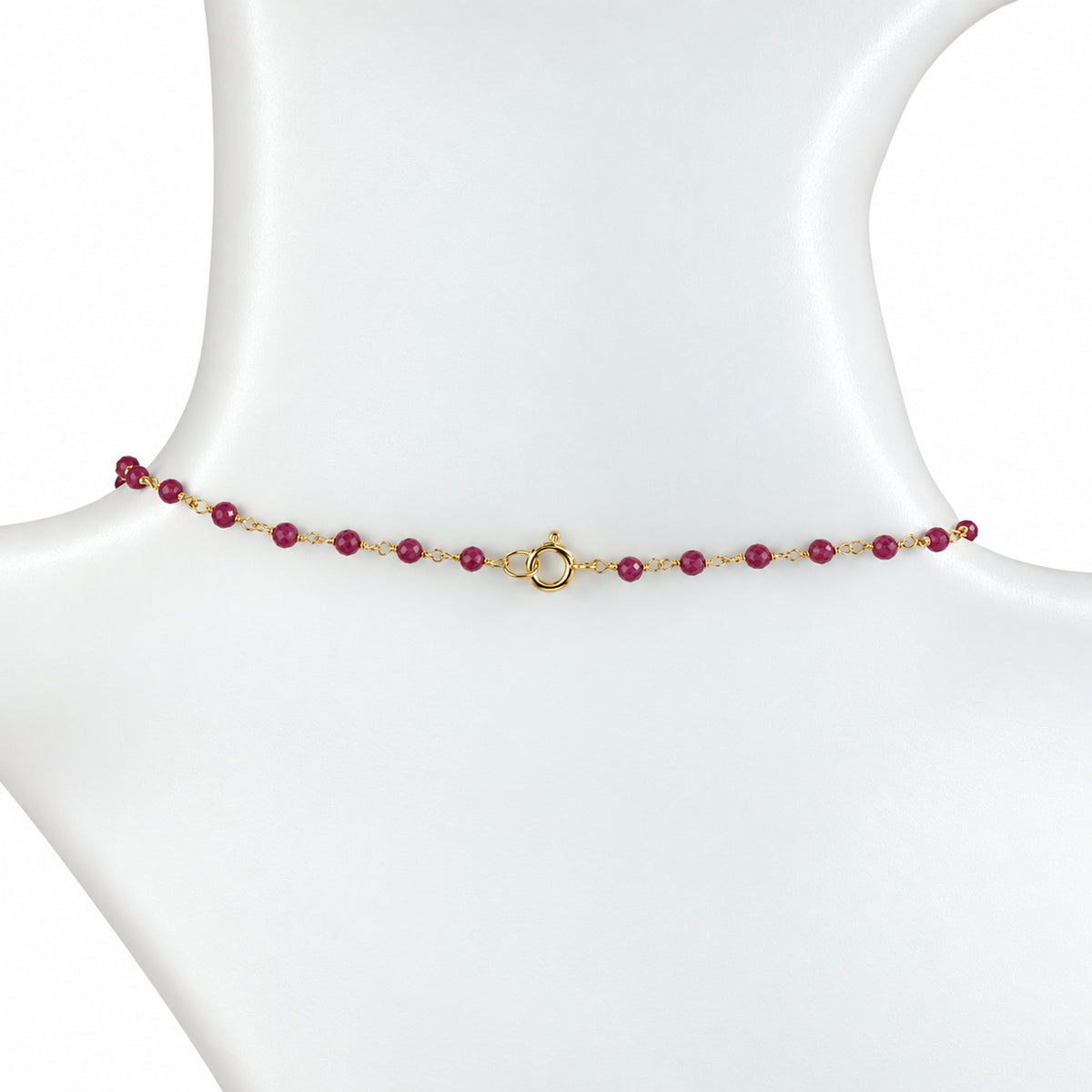 14k Dyed Ruby or Dyed Emerald 5 Station Flower Link Necklace
