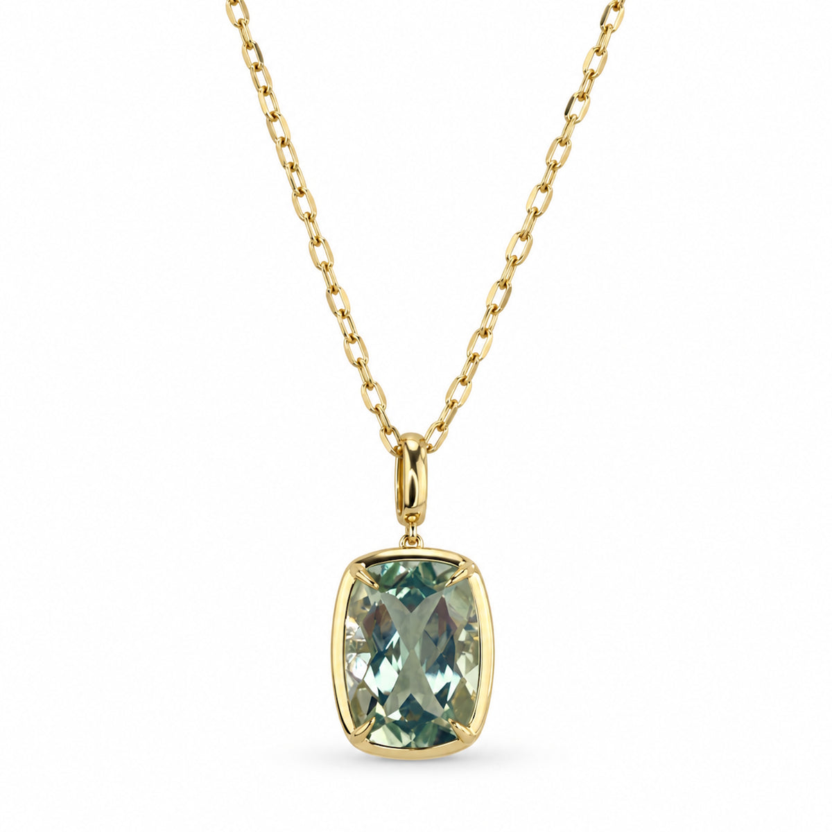 14k Gemstones Prong Set Pendant Necklace