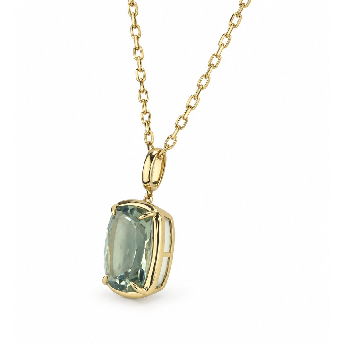 14k Gemstones Prong Set Pendant Necklace