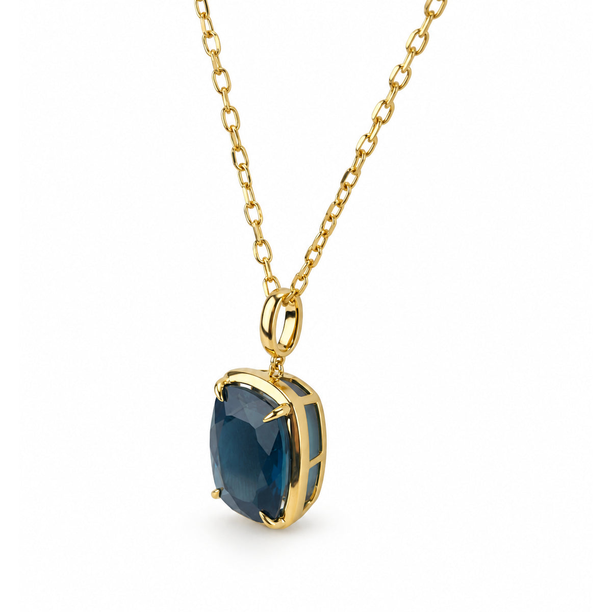 14k Gemstones Prong Set Pendant Necklace