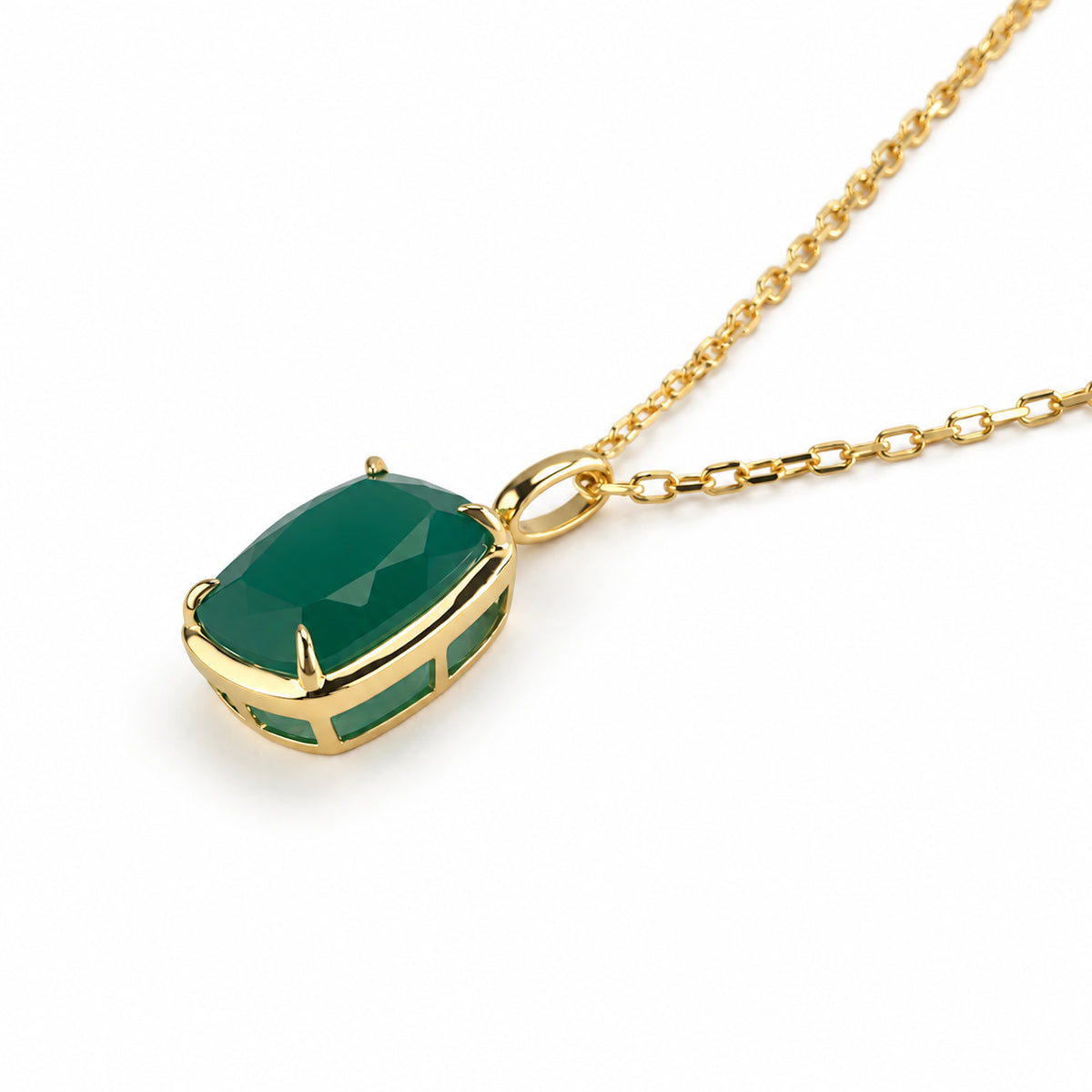 14k Gemstones Prong Set Pendant Necklace