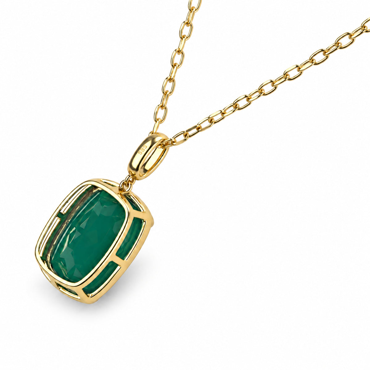 14k Gemstones Prong Set Pendant Necklace
