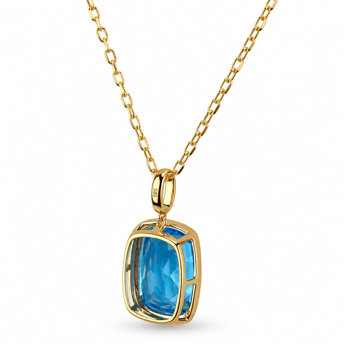 14k Gemstones Prong Set Pendant Necklace
