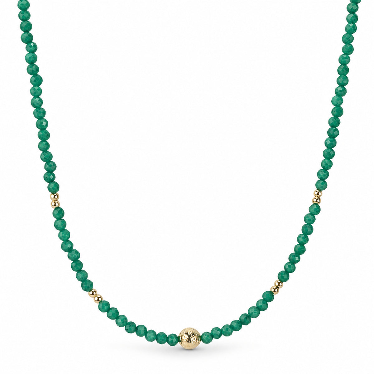 14k Multi Gemstone Glitter Ball Center Gold Ball Station Necklace