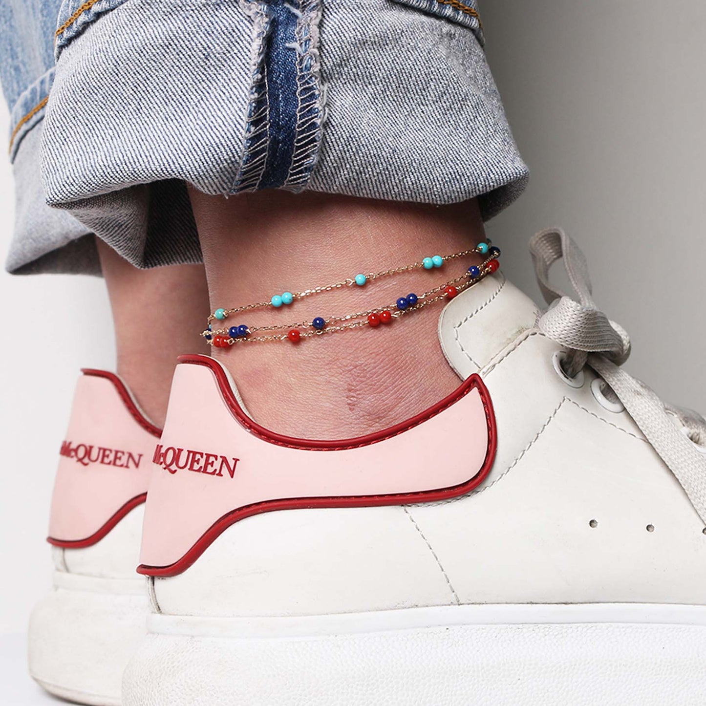 14k Yellow Station Anklet