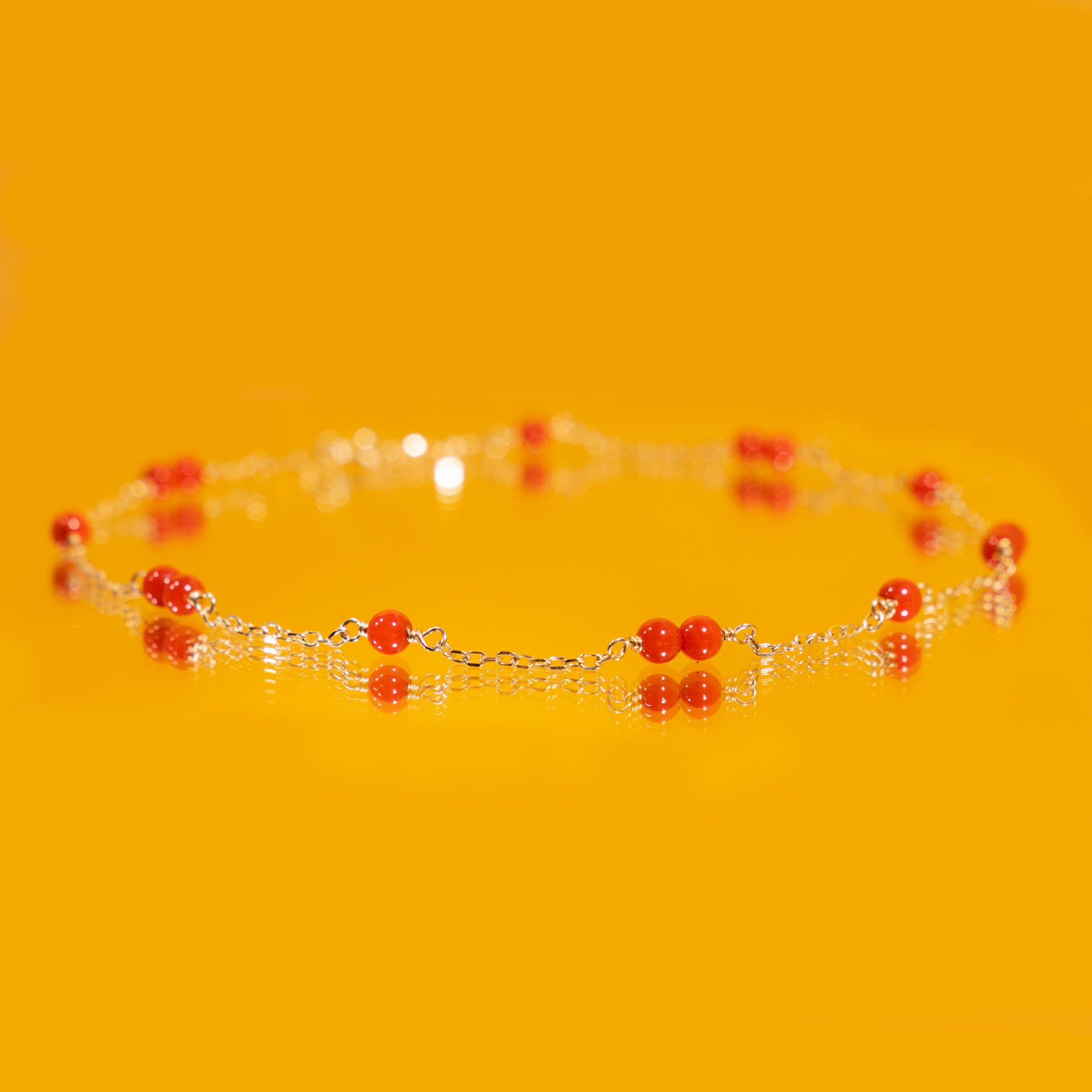 14k Gold Gemstone Station Anklet