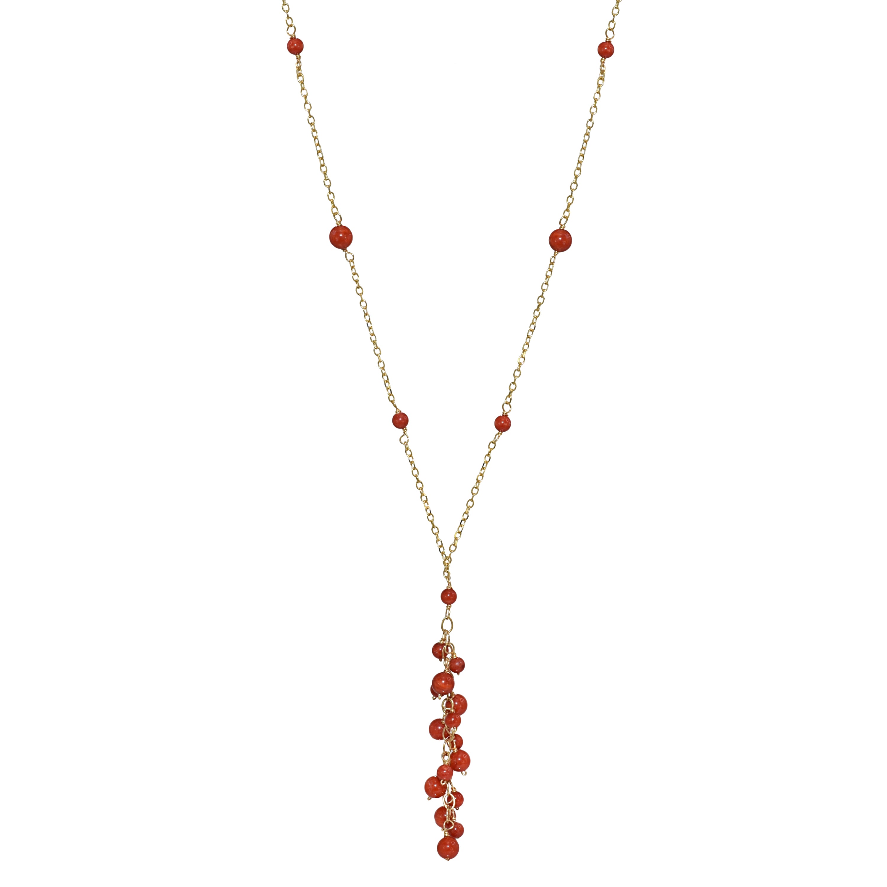 14k Dyed Coral Gold Chain Necklace