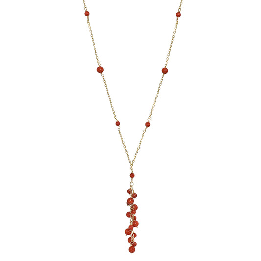 14k Dyed Coral Gold Chain Necklace