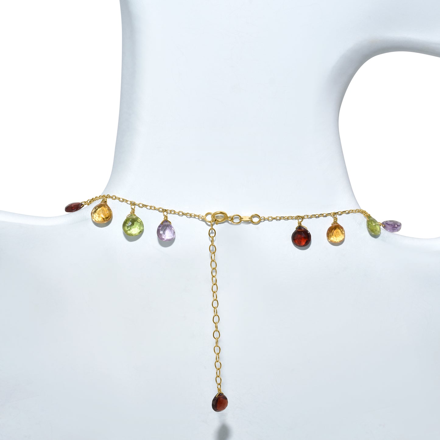 14k Multi Gems Bead Gold Chain Necklace