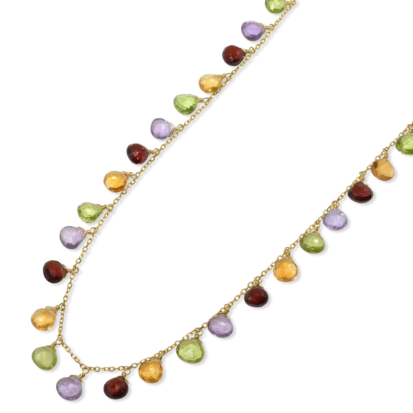 14k Multi Gems Bead Gold Chain Necklace