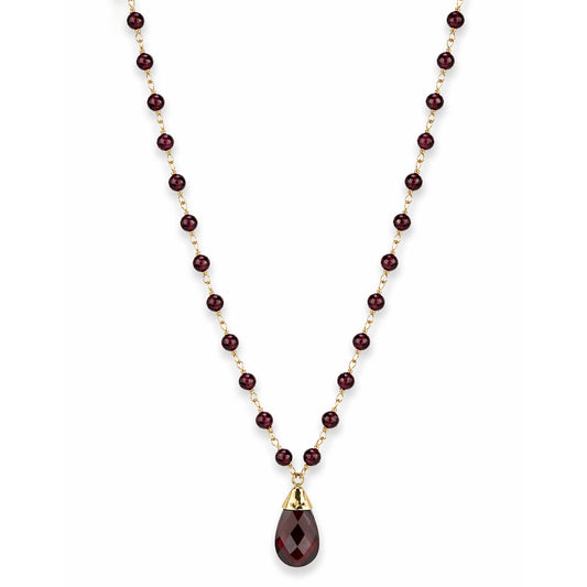 14k Garnet Link with Pear Shape Pendant Necklace