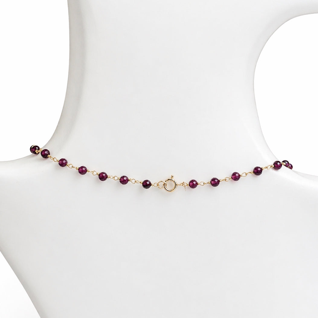 14k Garnet Link with Pear Shape Pendant Necklace