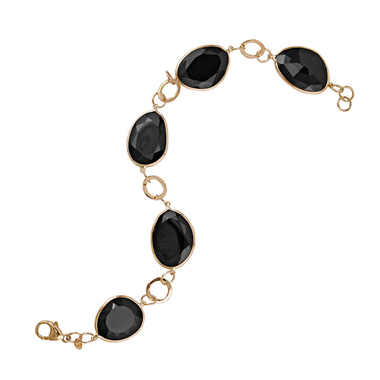 14k Black Onyx Faceted Slice Bezel Bracelet