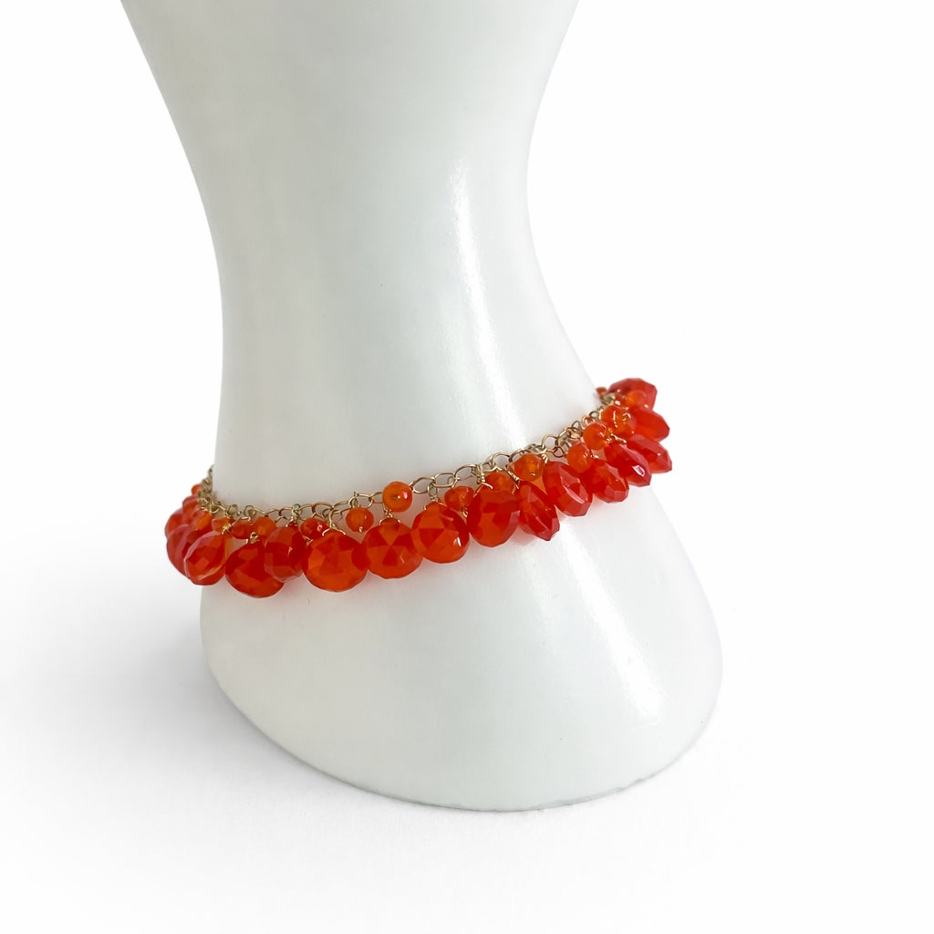 14k Carnelian Cluster Bracelet