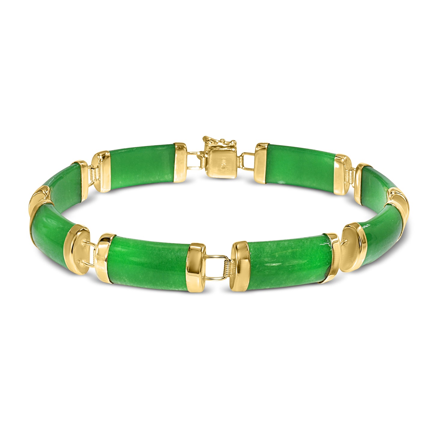 14k Green Jade 8 Link Bracelet