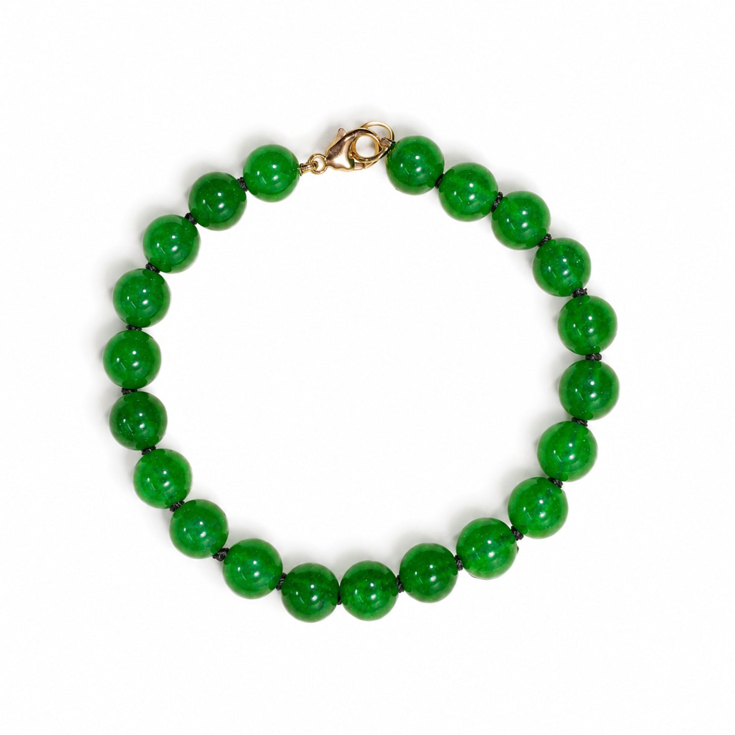 14k Green Jade Knotted Bracelet 7.5"