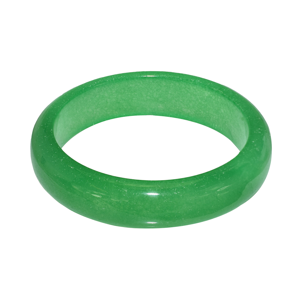 Green Dyed Jade Half Round Bangle Bracelet