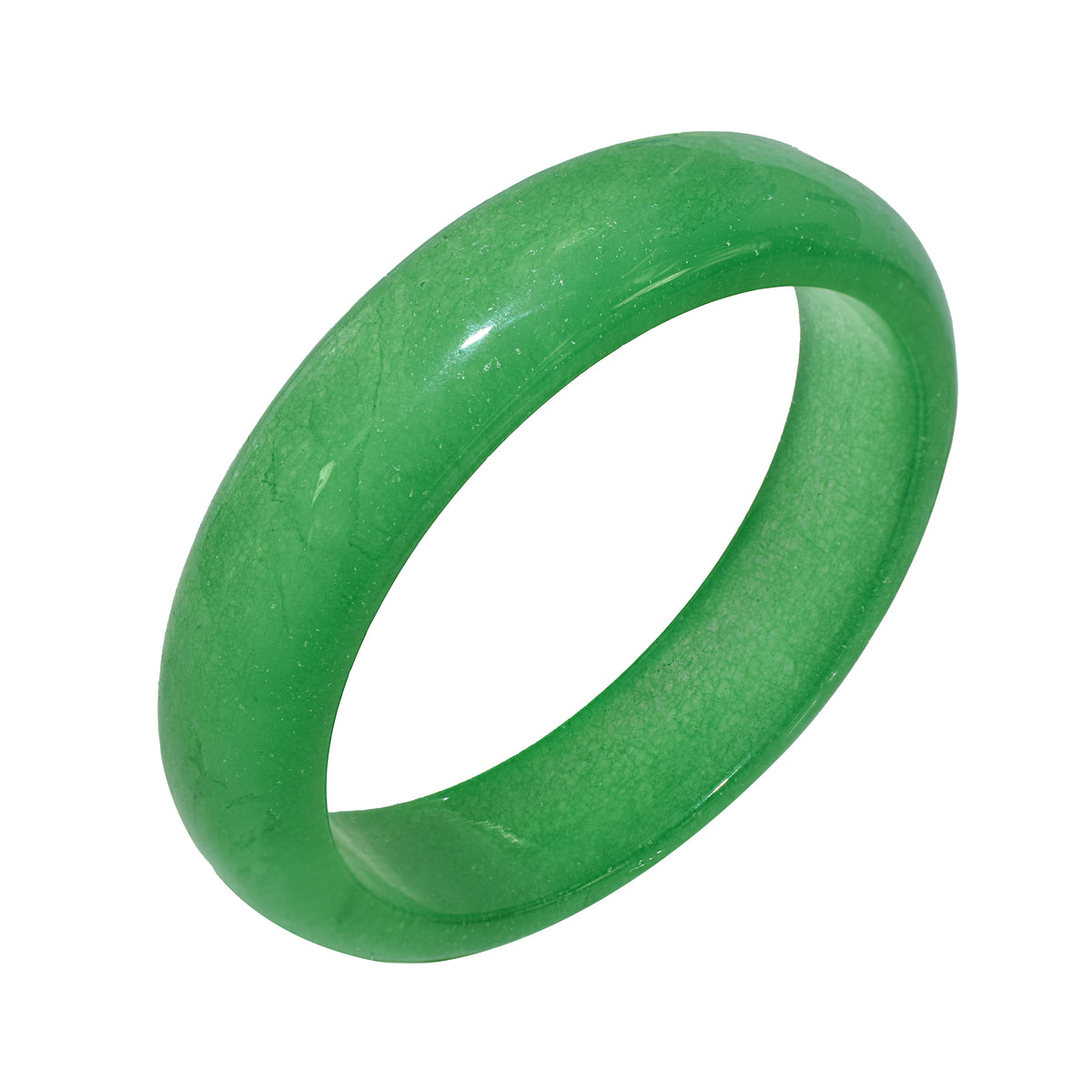 Green Dyed Jade Half Round Bangle Bracelet