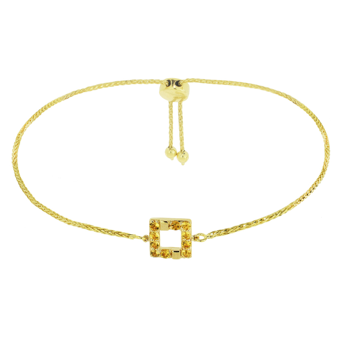 14k Citrine Square Adjustable Bracelet