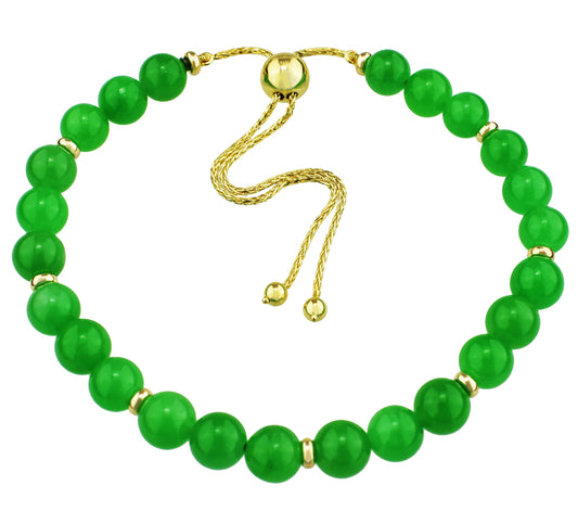14k Jade Beaded Adjustable Bolo Bracelet 11"