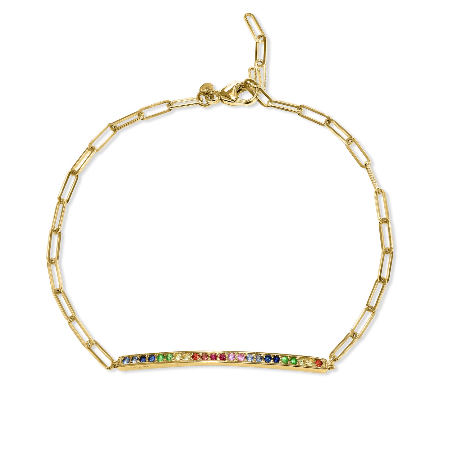 14k Multi Color Stone Bar Adjustable Bracelet