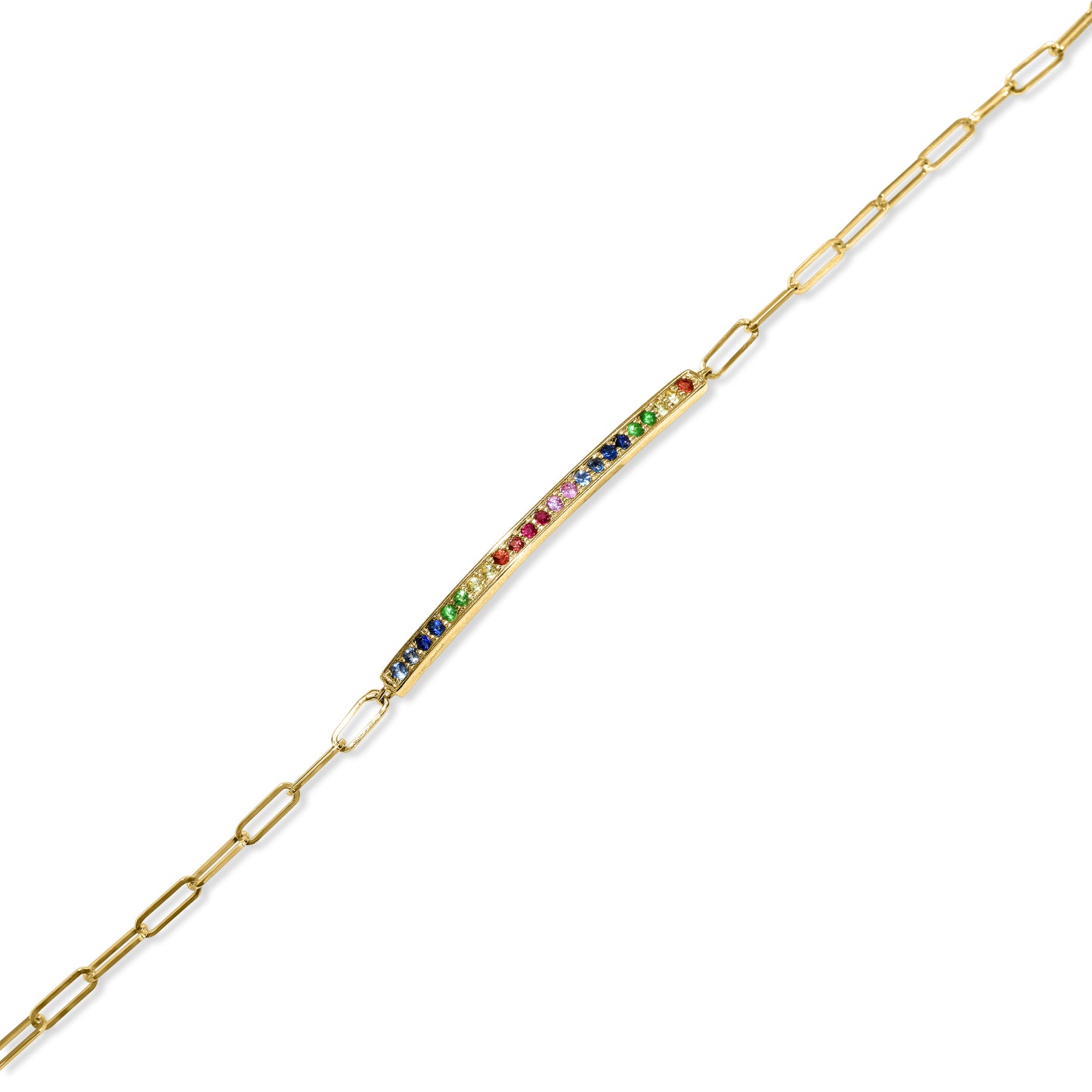 14k Multi Color Stone Bar Adjustable Bracelet