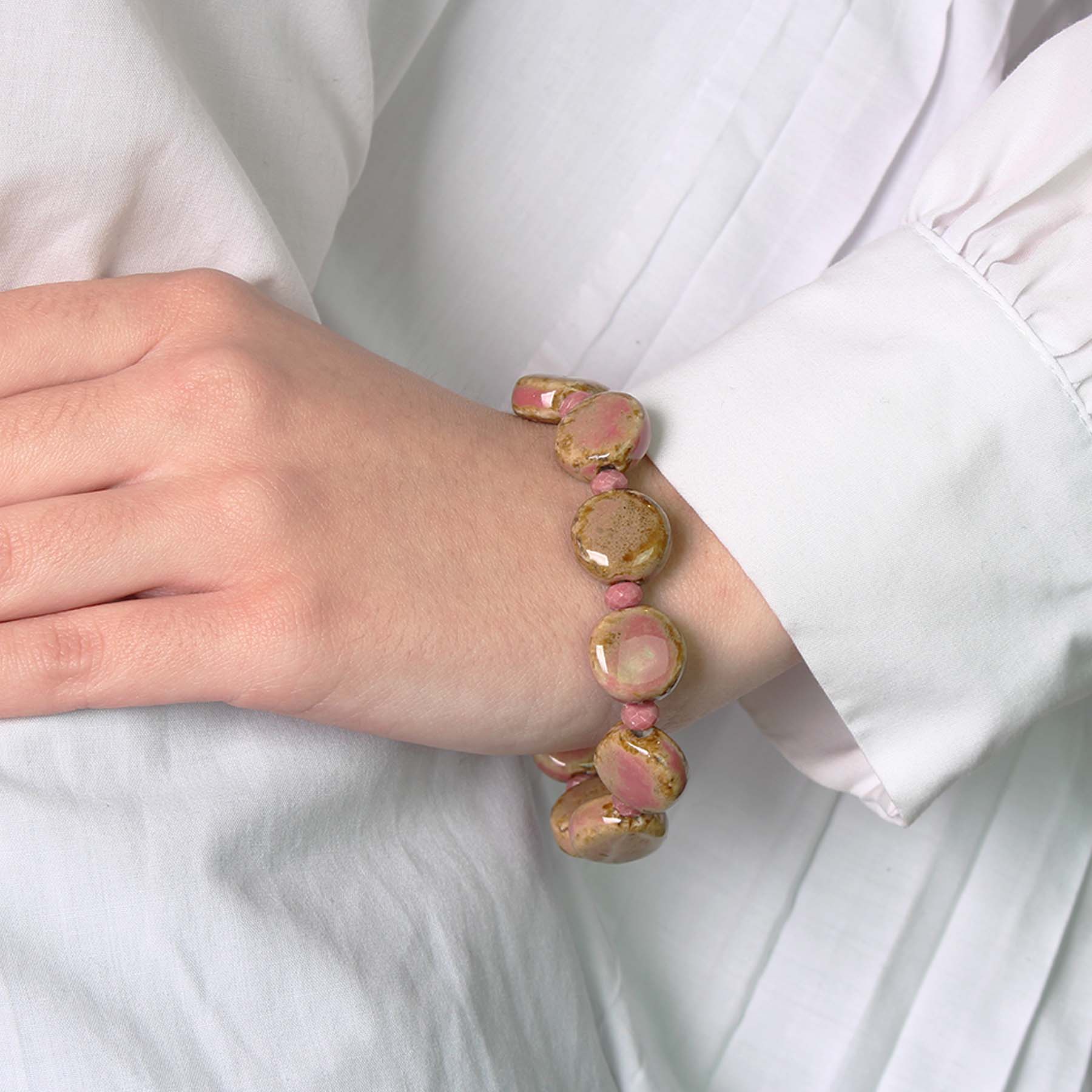 Y2K Rhodonite Jasper Stone Stretch Bracelet