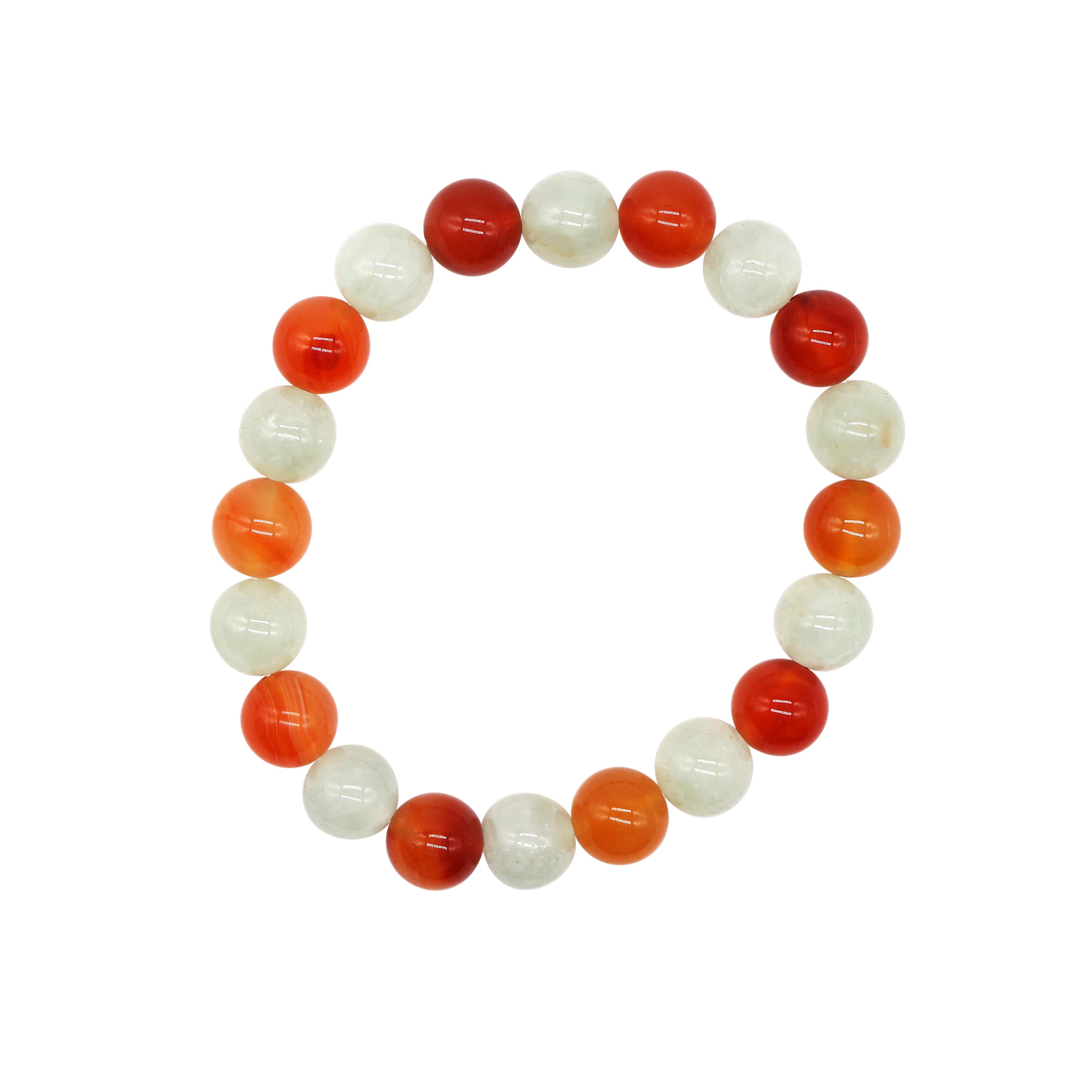Prehnite Red and Orange Agate Stretch Bracelet