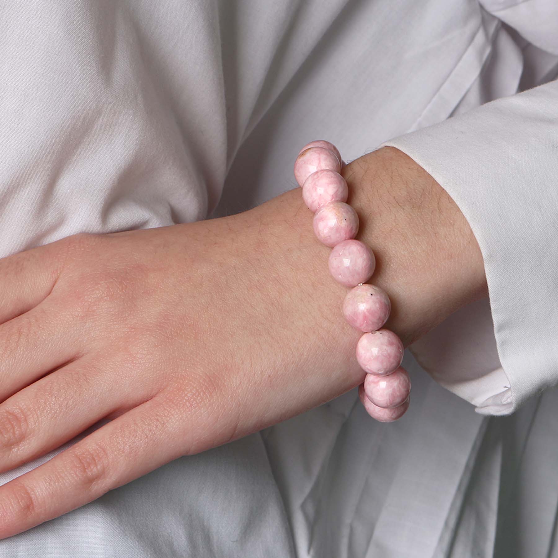 Pink Bubble Gum Rhodochrosite Stretch Bracelet 8-12mm 12mm