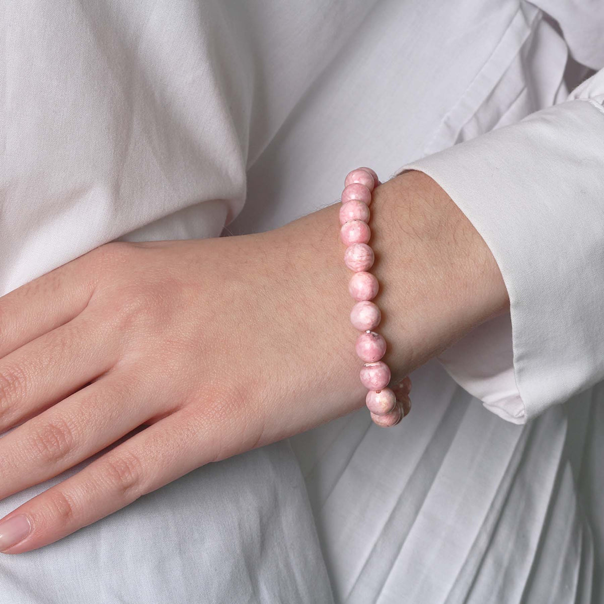 Pink Bubble Gum Rhodochrosite Stretch Bracelet 8-12mm 8mm