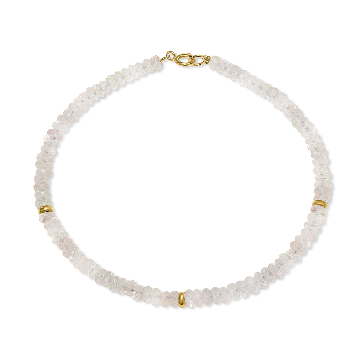 14k Yellow Gold Gemstones 3 Gold Roundel Stations Bracelet