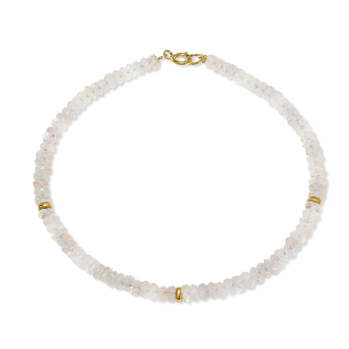 14k Gemstones 3 Gold Roundel Stations Bracelet