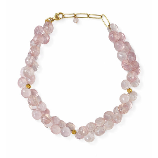 14k Rose Quartz Cluster Bracelet