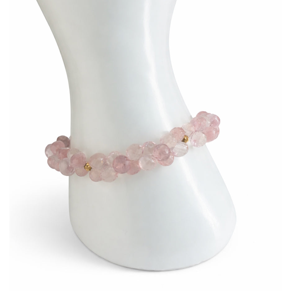 14k Rose Quartz Cluster Bracelet