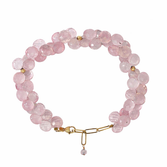 14k Rose Quartz Cluster Bracelet