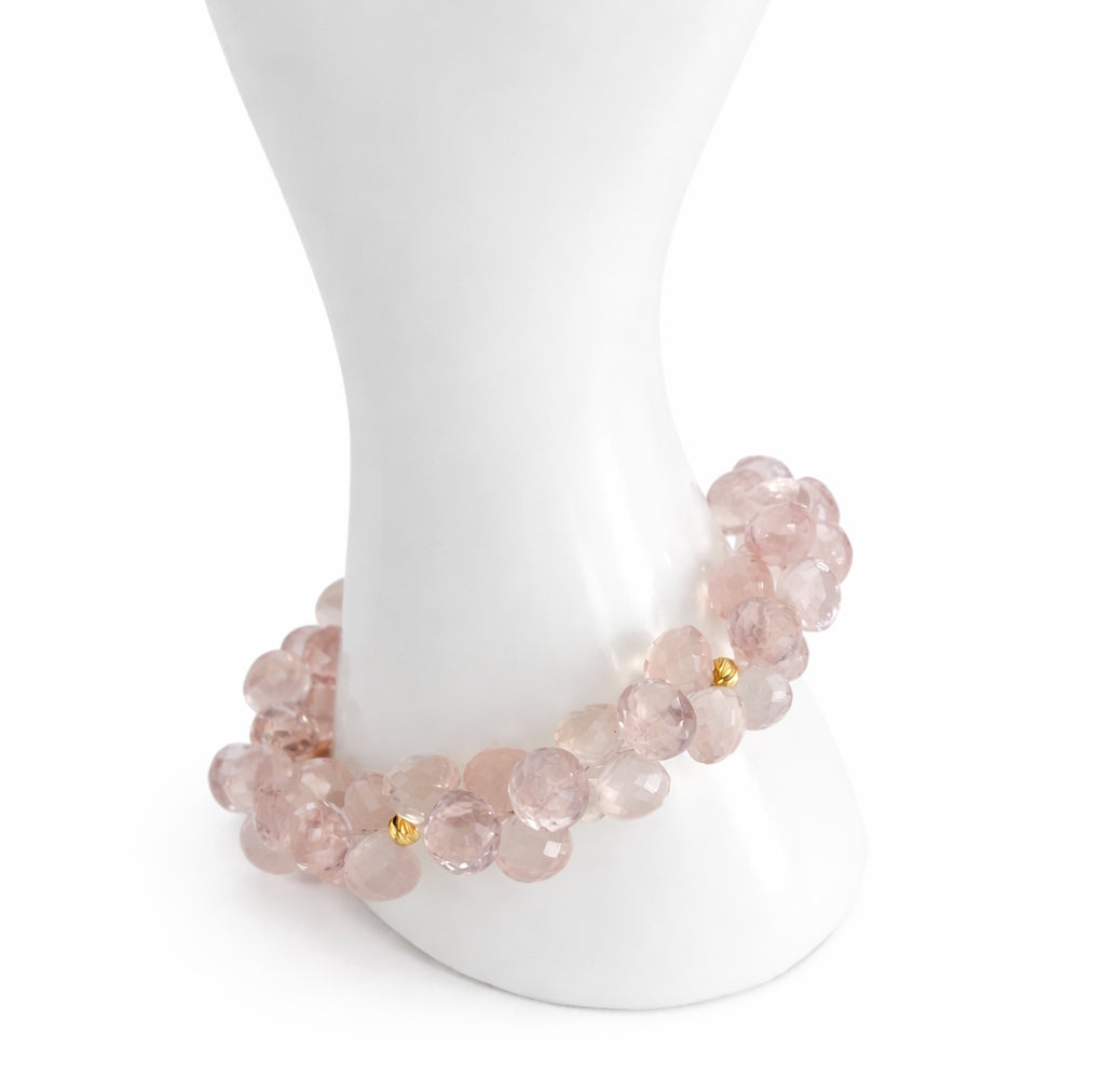 14k Rose Quartz Cluster Bracelet