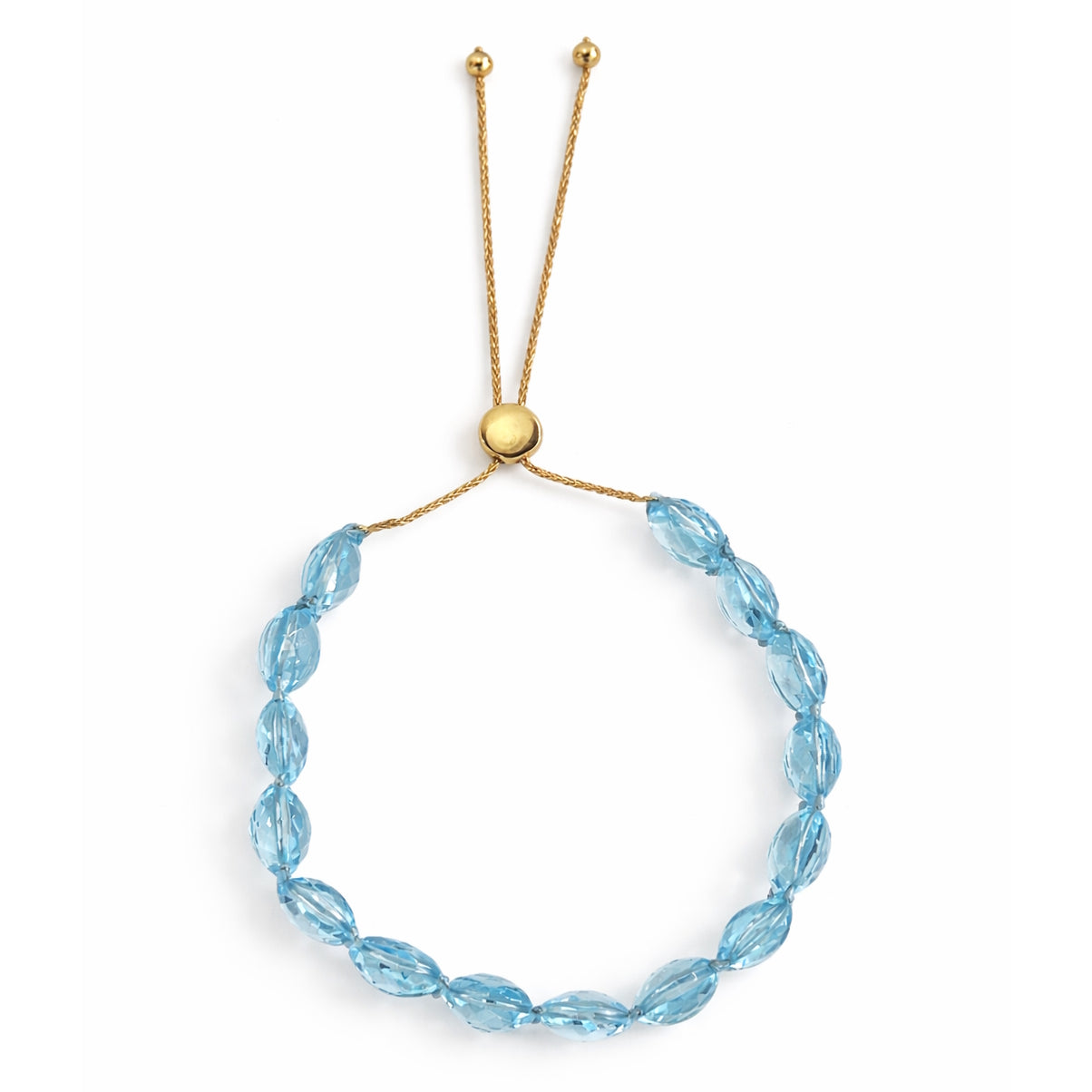 14k Blue Topaz Coin Bolo Bracelet