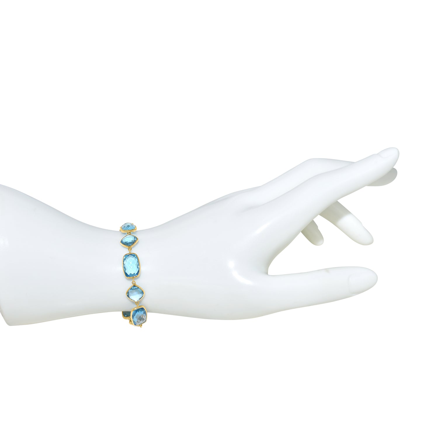 14k Swiss Blue Topaz Multi Shape Bolo Bracelet