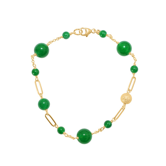 14k Green Jade Fancy Link Bracelet 7.5"