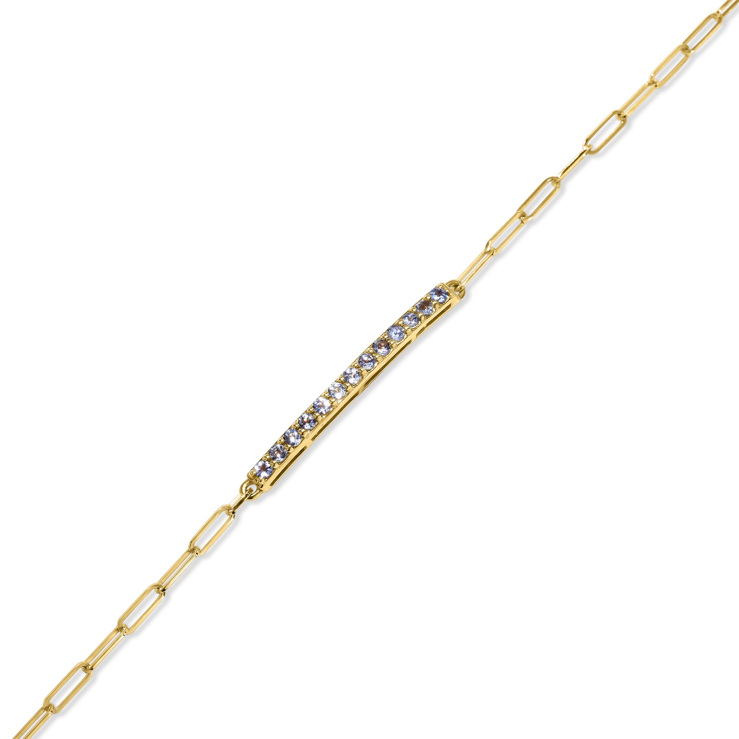 14k Tanzanite Bar Paperclip Bracelet