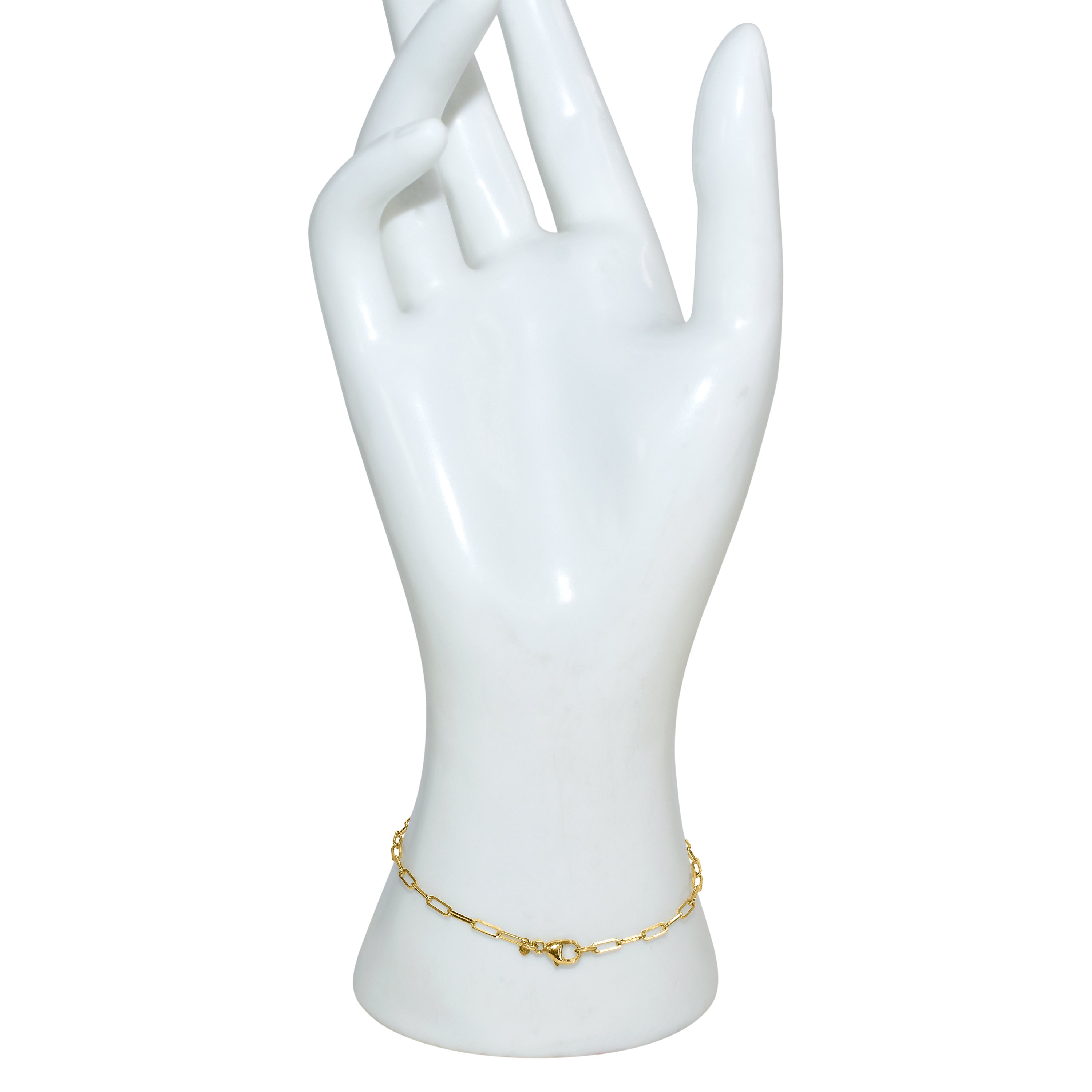 14k Amethyst 5 Round Bezel Paperclip Bracelet