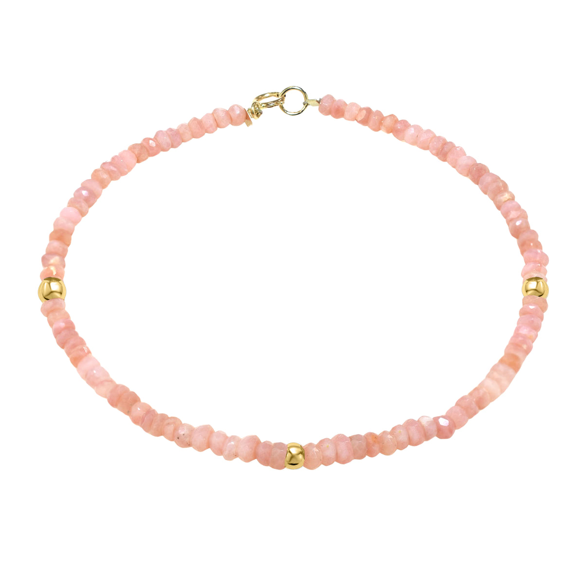 14k Gemstones 3 Gold Roundel Stations Bracelet