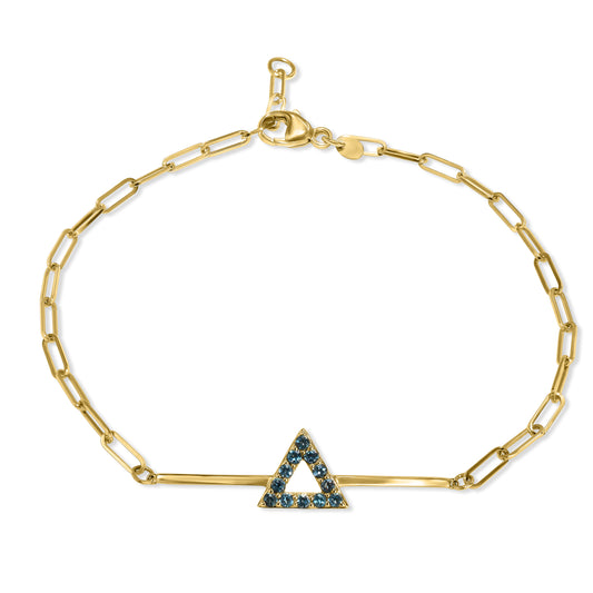 14k London Blue Topaz Triangle Bar Adjustable Bracelet