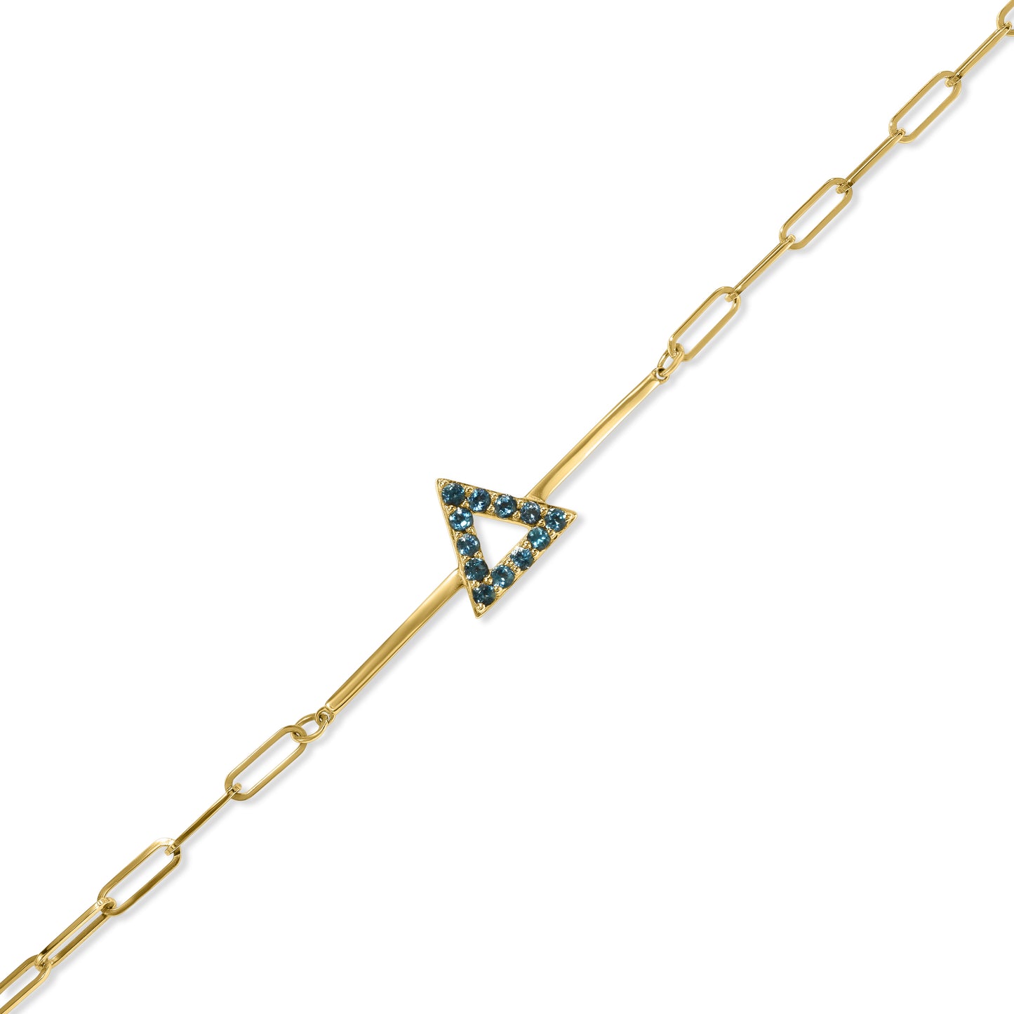 14k London Blue Topaz Triangle Bar Adjustable Bracelet