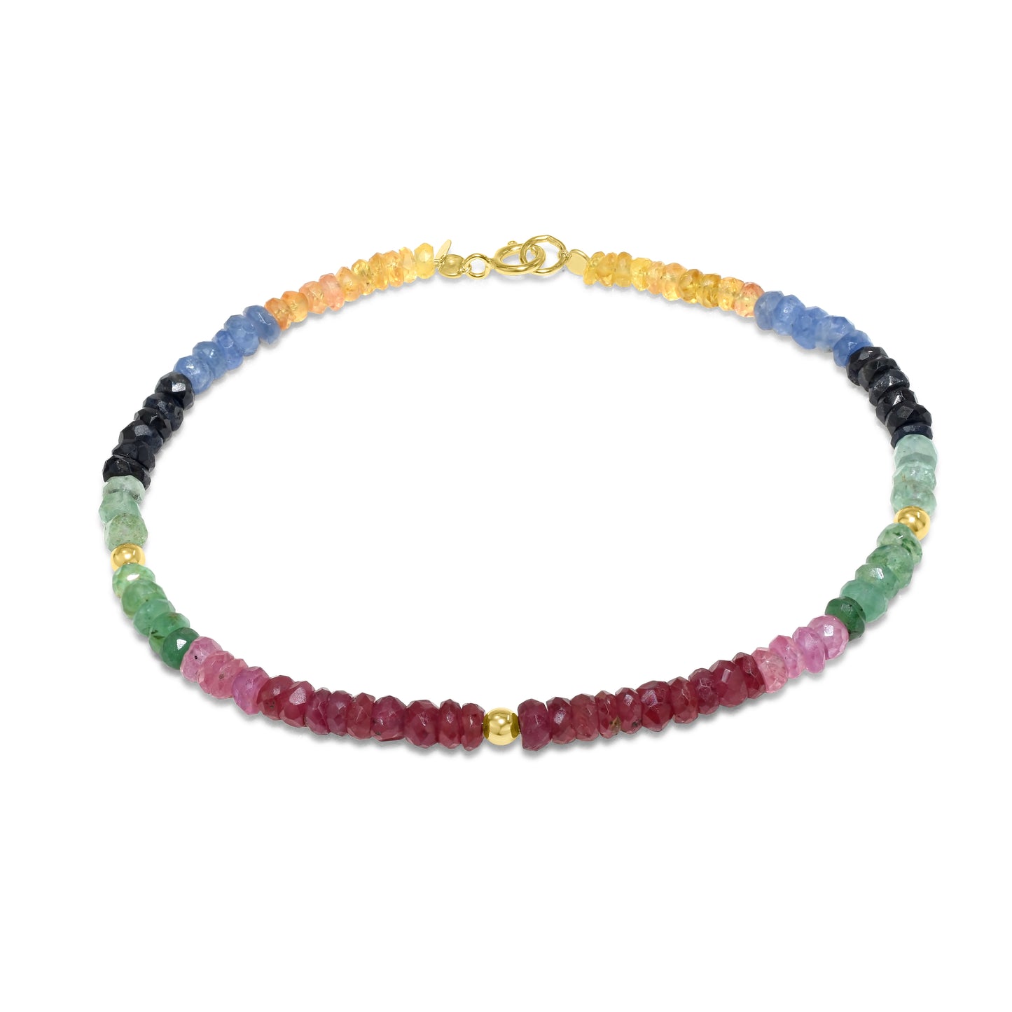 14k Shades of Gemstones and Gold Roundel Bracelet