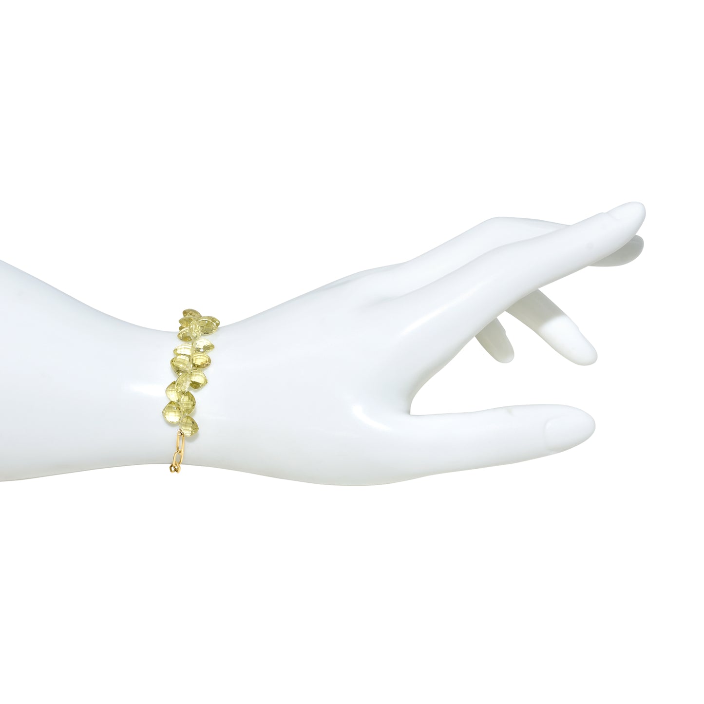 14k Lemon Quartz Cluster Paperclip Adjustable Bracelet