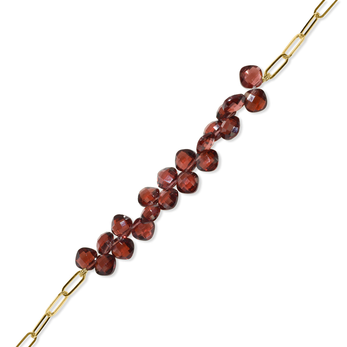 14k Garnet Cluster Paperclip Adjustable Bracelet